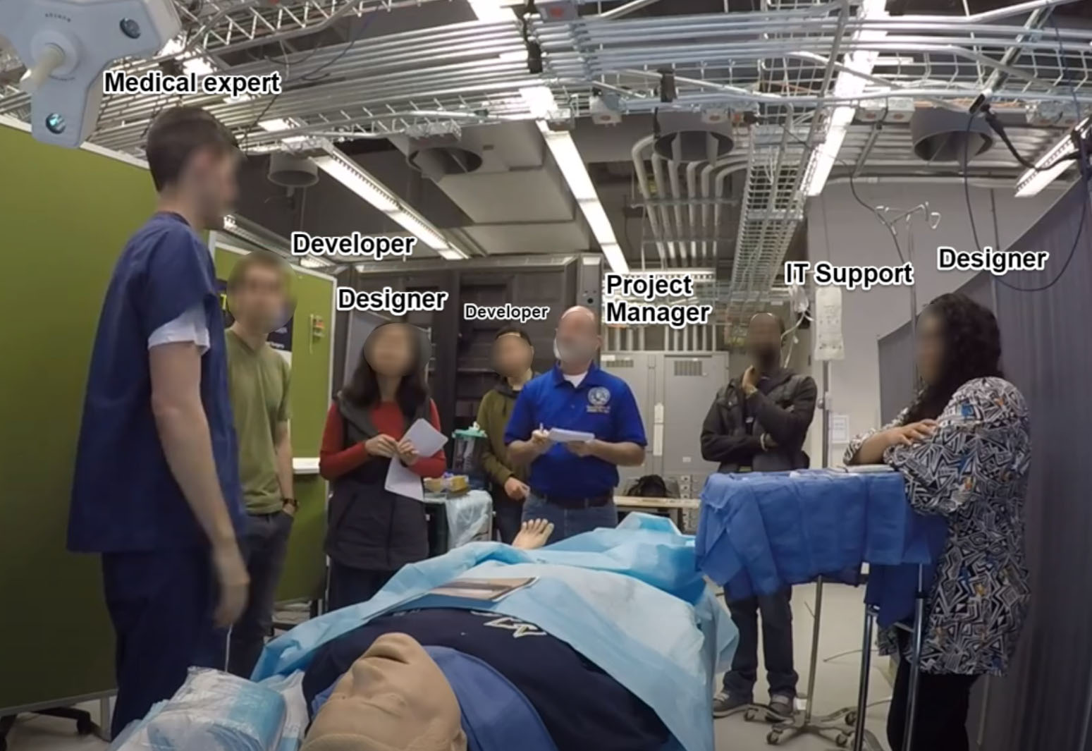 Mock operating room used for role-playing design sessions with surgeons