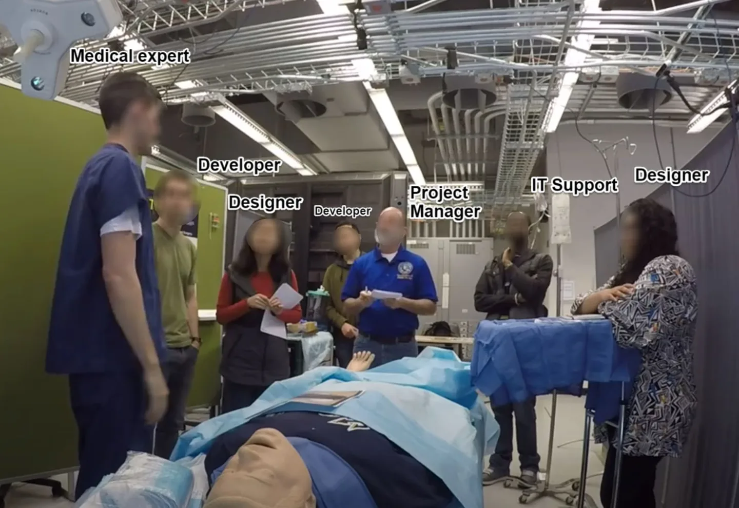 Mock operating room used for role-playing design sessions with surgeons