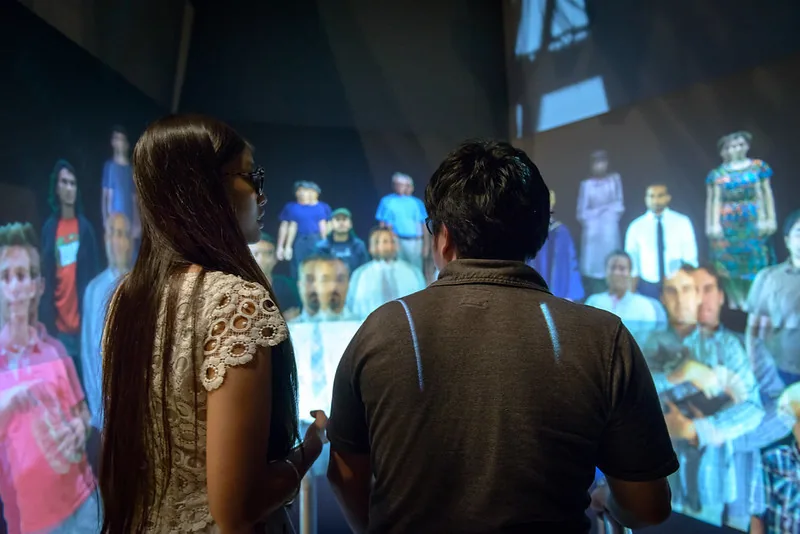CrowdCave performance at IDEAS 2015 showing immersive VR cave environment