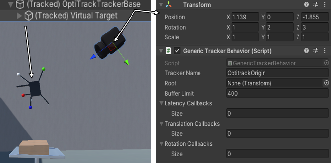 The simulated real-world VR scene with virtual OST-HMD and tracked objects